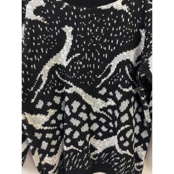 Vintage Dog Sweater Women's L/XL Knit Sweater Made in USA Black Silver Sparkley - Picture 2 of 4
